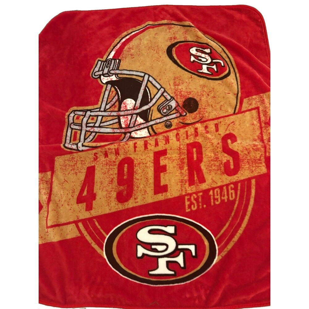 NFL San Francisco 49ers Plush Raschel 50" by 60" Throw Blanket Style Grand Stand